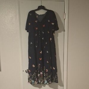 BloomChic Navy Butterfly Print Midi Dress